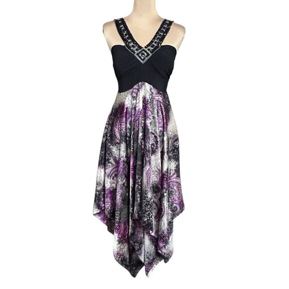 Vtg Y2K Whimsigoth Fairy Embellished Asymmetrical Dress Ethereal Womens Sz M USA - Picture 1 of 11